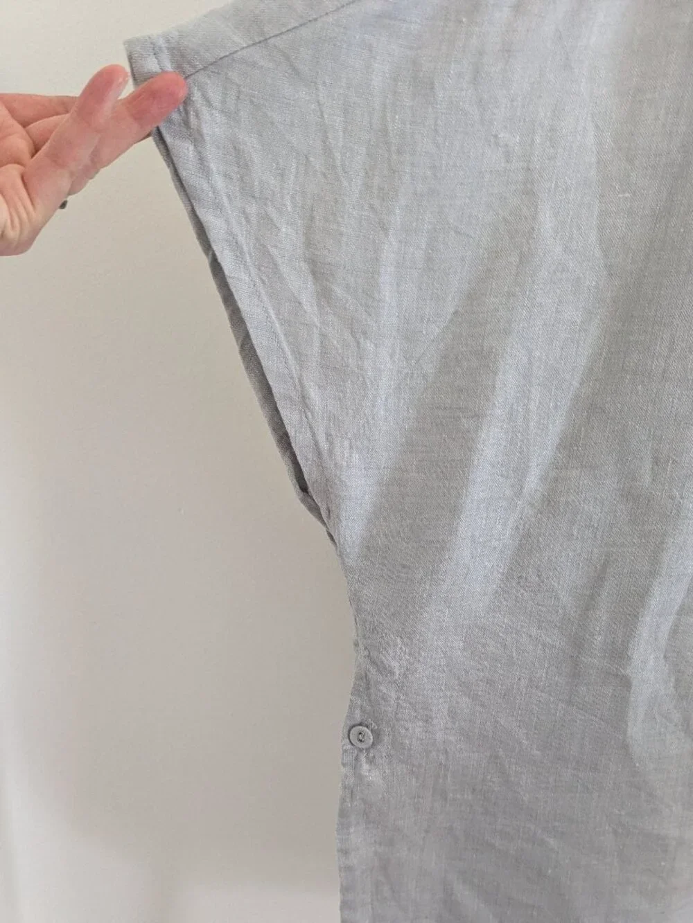 Organic Gray Linen POETRY Boxy Top Short Sleeve | Size 10 | Fully Lined - Picture 3 of 13